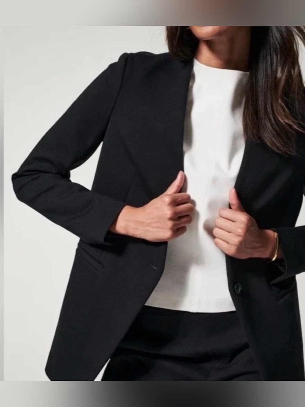 NWT Spanx Jacket Womens 2X Black Perfect Blazer Collarless Stretch Officewear